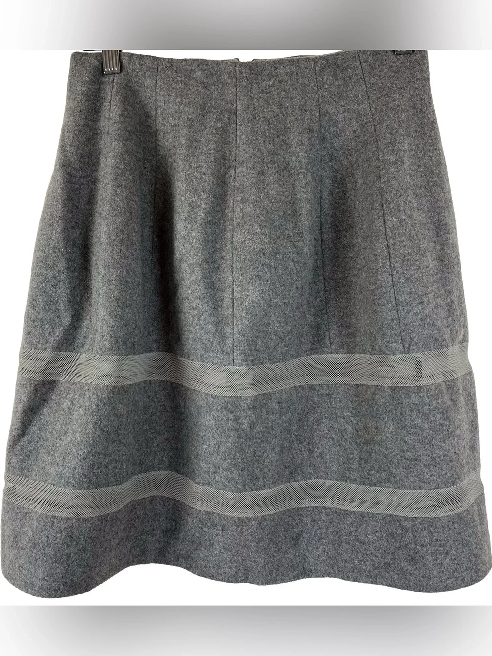Madewell Wool Blend Turnout Skirt Mesh Stripe Insets Lined Flared Size 4